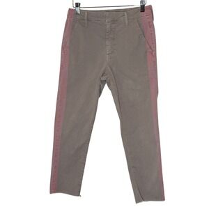 MOTHER The Shaker Prep Fray Jeans Pants Killing Time Size 25 Pink Stripe‎ Crop